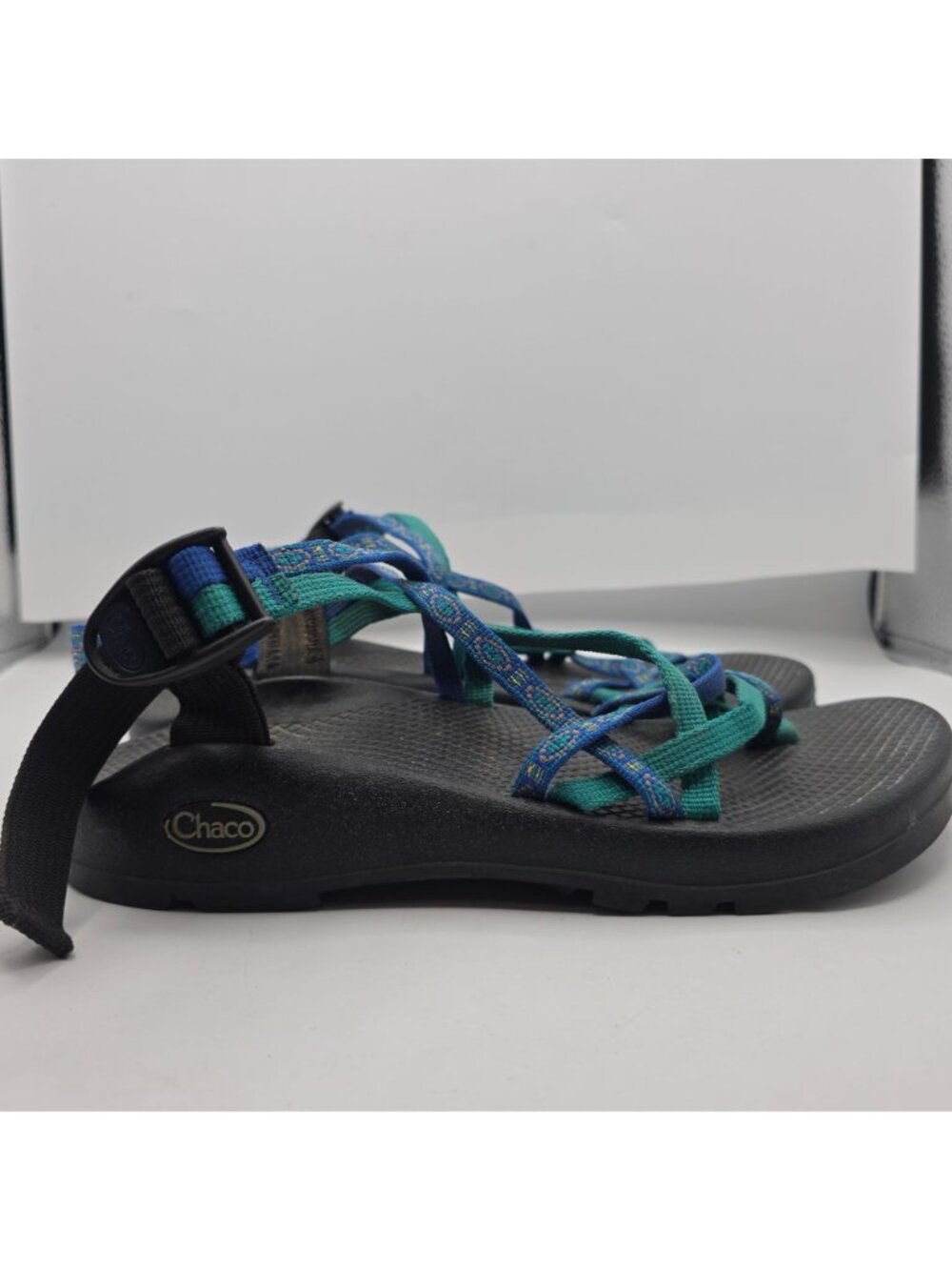 Chaco ZX2 Vibram Yampa Unaweep Womens Size 9 Black Blue Green Outdoor Sandals - Picture 12 of 13
